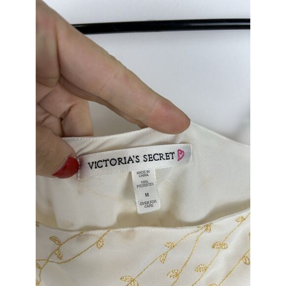 Victoria’s Secret Babydoll Slip Dress Cream Ivory Gold‎ Embroidery Fairy Medium - Picture 5 of 8